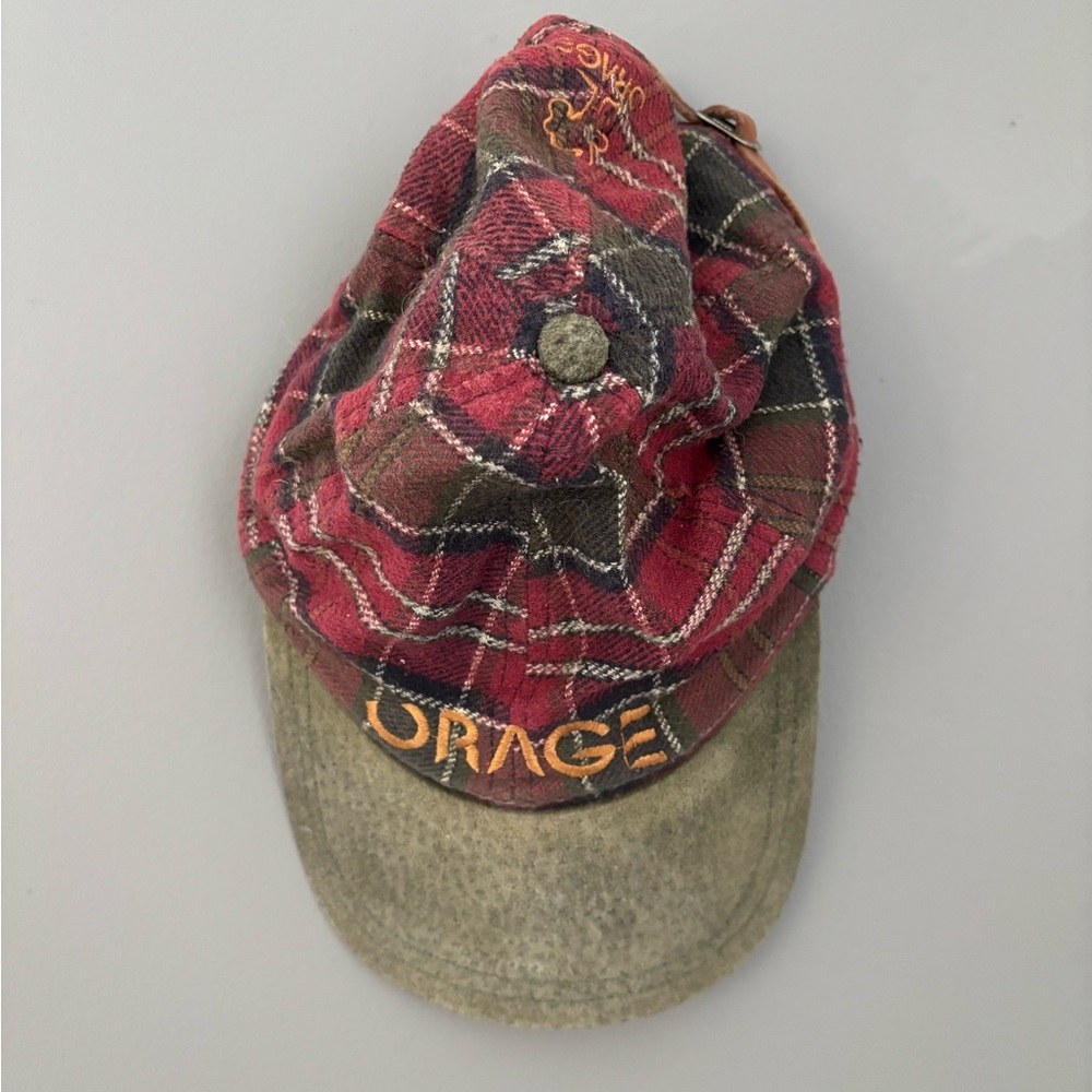 Vintage Orage Red and Green Plaid Hat